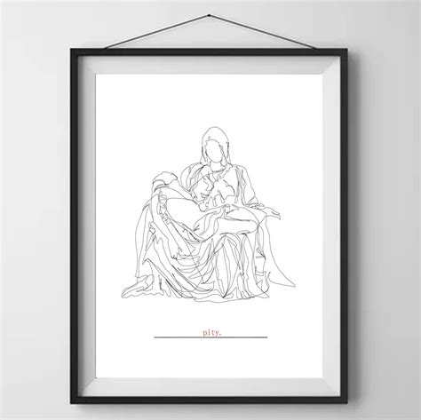 Pieta by Michelangelo Line Drawing - Etsy