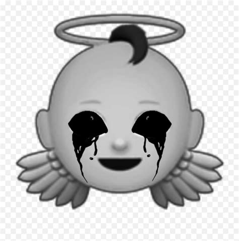 Blackgrayangelemojicryingbloodcreepysca Illustration Emojiblack