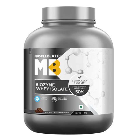 MuscleBlaze Biozyme Whey Protein Isolate 4 4 Lb 2kg Rich Milk Chocolate