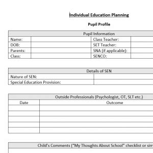 Iep Template And Sample Completed Ieps Teaching Plans Ireland