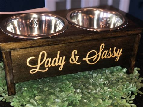 Large Dog Bowl Stand Personalized Wood Dog Bowl Stand Etsy