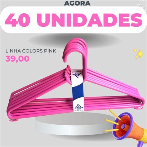 Cabide De Roupa Adulto Branco Kit 40 Unidades Linha Colors