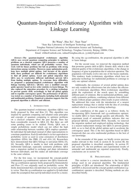 PDF Quantum Inspired Evolutionary Algorithm With Linkage Learning