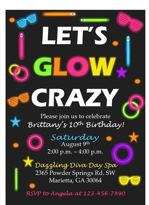 Glow Party Invite Template Printable And Enjoyable Learning