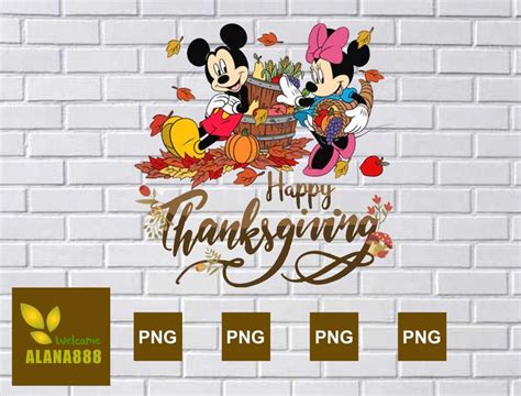 Mickey And Minnie Happy Thanksgiving Png Happy Thanksgiving Etsy