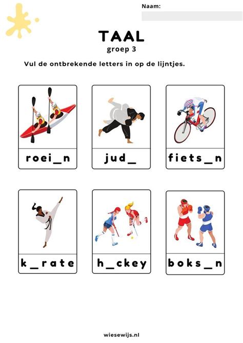 Werkblad Taal Groep 3 Letters Invullen Thema Olympische Spelen Artofit