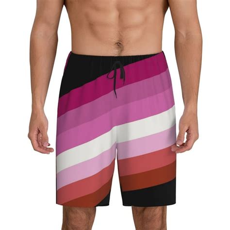 Lesbian Pride Flag Lgbtq Pattern Mens Beach Shorts Pajama Shorts Swim