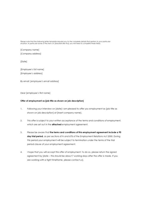 Professional Employment Offer Letter Templates Word