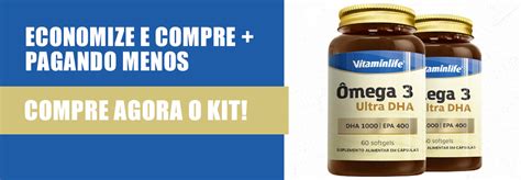 Ômega 3 Ultra DHA 1000 EPA 400 Vitaminlife 60 cápsulas Edin