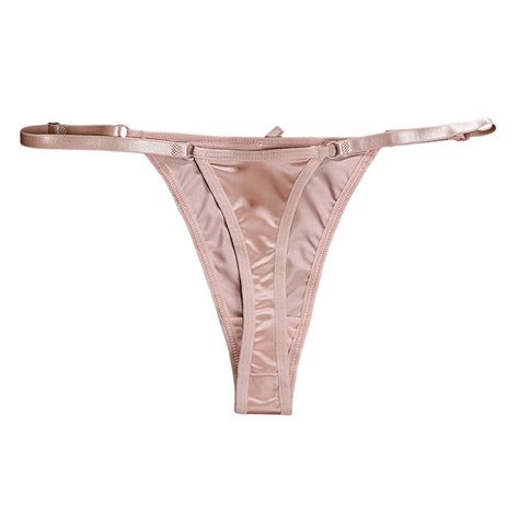 YDFCWXW Women Silk String Bikini Briefs Sexy Underwear Stretch Adjustable Waist Panties Light
