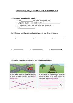 Repaso De Recta Semirrecta Y Segmento Idioma Espa Ol O Castellano