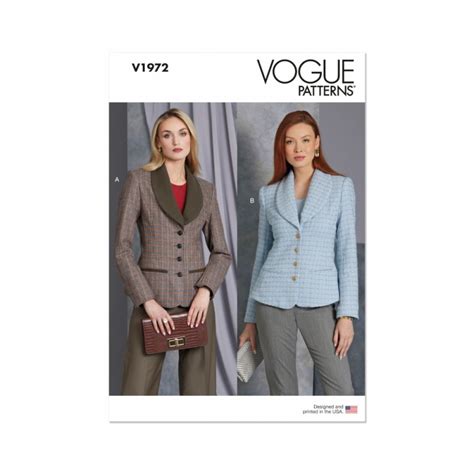 Vogue Patterns V1972 Misses Semi Fitted Lined Jacket With Shawl Collar