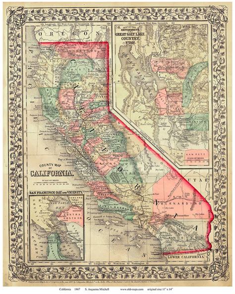 California 1867 Mitchell Old State Map Reprint Old Maps