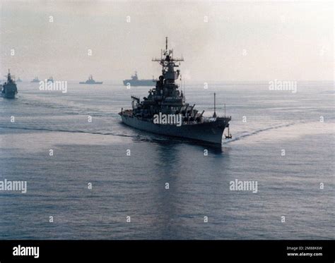 A Starboard Bow View Of The Battleship Uss Iowa Bb Underway As It