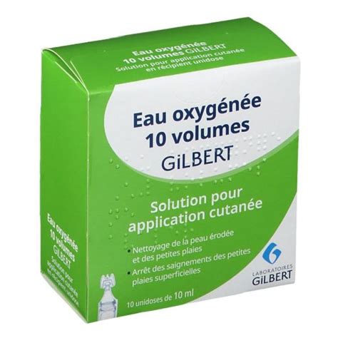 Gilbert Eau oxygénée 10 volumes 10 unidoses de 10 ml