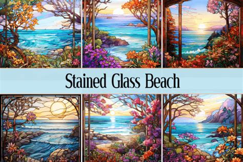 Stained Glass Beach Graphic By Printable Design Creative Fabrica