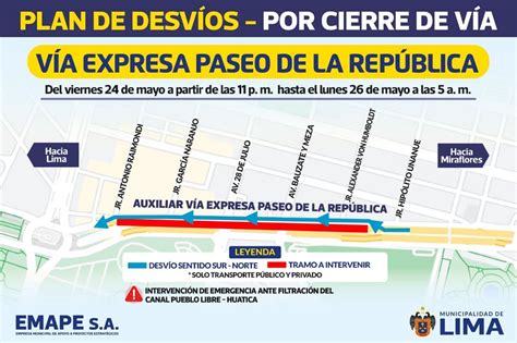 Tome sus precauciones Realizarán obras en vía expresa de Paseo de la