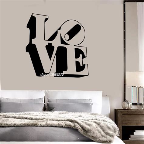 Love Lettering Vinyl Wall Decals Romance Decor For Bedroom Wall