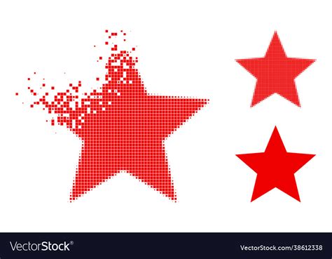 Dissolving And Halftone Dotted Red Star Glyph Vector Image