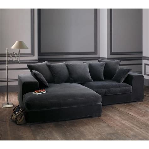 Ecksofa 4 Sitzer Aus Samt Grau Bruges Maisons Du Monde