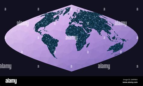 World Map With Nodes Sinusoidal Projection World Network Map Wired