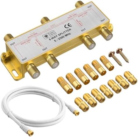 Justech Way Gold Plated Satellite Splitter F Type Splitter Coax Cable