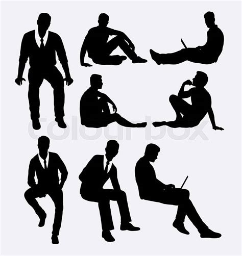 Man Sitting Silhouettes Good Use For Stock Vector Colourbox