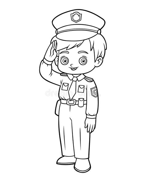 Livre De Coloriage Pour Les Enfants Officier De Police Illustration De