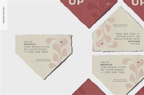 Premium Psd Triangular Deckled Edge Business Cards Mockup Top View