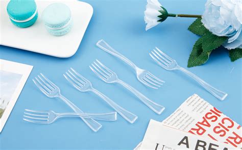 Wdf 300 Pieces Clear Plastic Mini Forks 4 Inches Clear Plastic Forks Heavy Duty