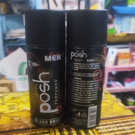 Jual Posh Men Perfumed Body Spray 150ml Black Gold Deodorant Spray