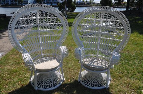 White Rattan Peacock Chair Alfies Event Hire