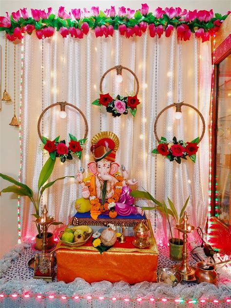 Ganpati Decoration Ganesh Chaturthi Decoration Ganpati Decoration Theme Flower Decorations