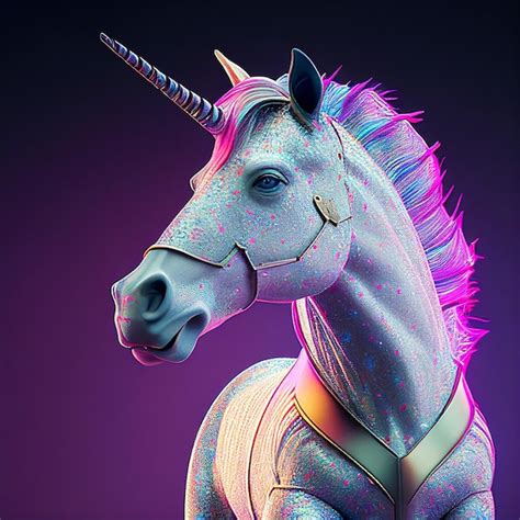 Un Unicornio Con Cola Azul Y Rosa Y Un Cuerno Rosa En La Cabeza Foto