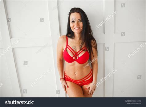 Sexy Curvy Tanned Woman Red Lingerie Stock Photo Shutterstock