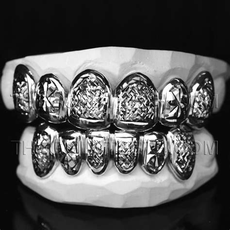 Silver Grillz Sterling Silver Teeth Real Diamond Cut Custom Silver