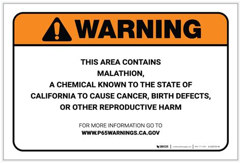 Warning: Prop 65 Malathion - Label