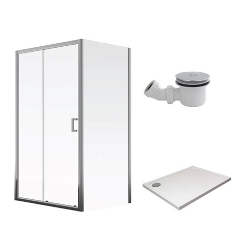 Aqualux 8mm Sliding Door Shower Enclosure And Tray Package 1200 X