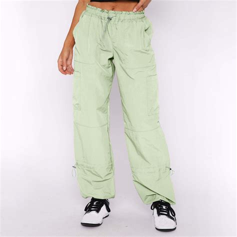 Elainilye Fashion Cargo Pants For Women Parachute Pants Elastic Waist