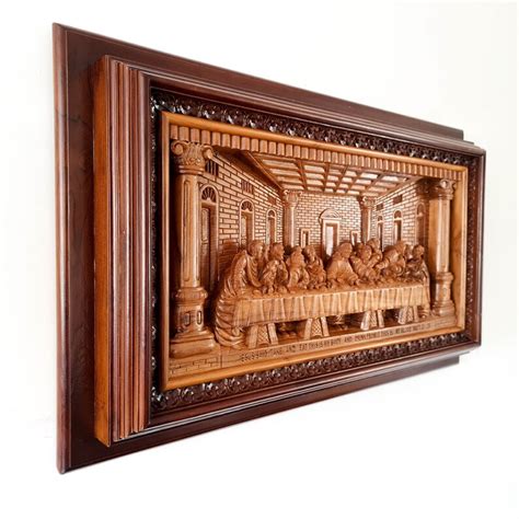 Hand Carved Teak Wood Jesus Last Supper Leonardo Da Vinci Etsy