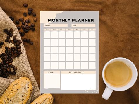 Monthly Planner, Editable Monthly Planner, Digital Monthly Planner ...