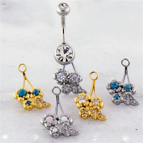 Steel Stone Flower Navel Hanger 1 Piece Rebel Bod