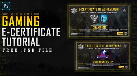 E Certificate For Pubgm Tournament Free Template Speed Art Photoshop Deepro Editz Youtube