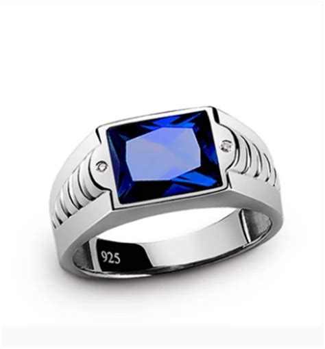 Lab Grown Blue Sapphire Ring 5 25 Carat 925 Sterling Silver Etsy