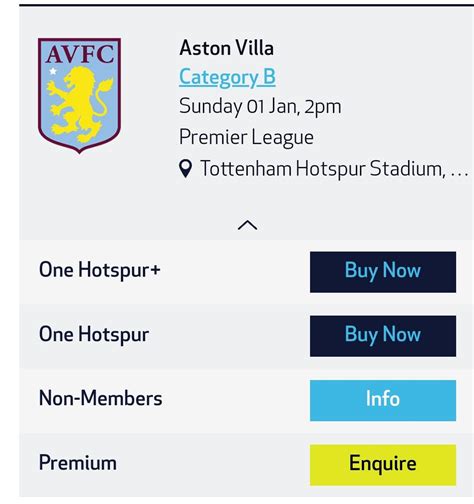 Tickets Jan 1st 2023 Vs Avfc Rtottenham