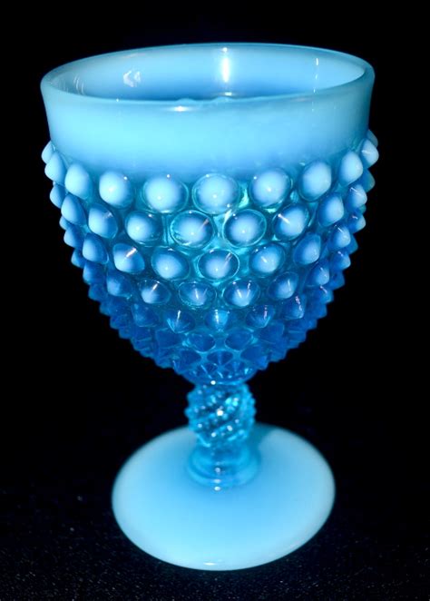 Sold Price 9 Piece Fenton Blue Opalescent Hobnail Water Set Includes The Pitcher And 8 Stemmed