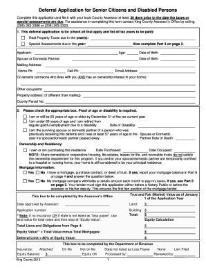 Fillable Online Kingcounty Deferral Application For Senior Citizens And