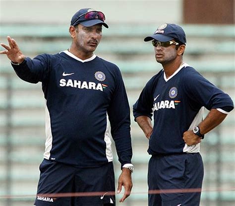 Ravi Shastri And Rahul Dravid Chat During A Practise Session