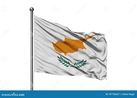 Flag Of Cyprus Waving In The Wind Isolated White Background Cypriot