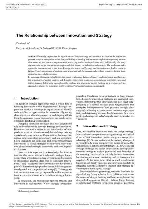 Pdf The Relationship Between Innovation And Strategy